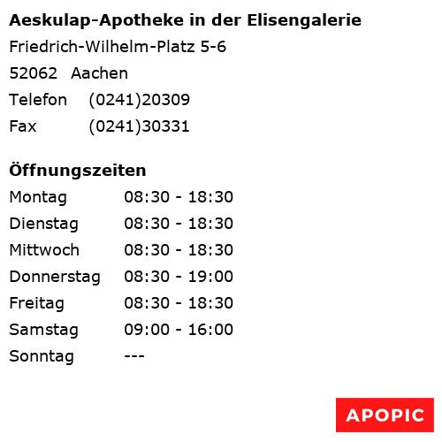 Bild von Aeskulap-Apotheke in der Elisengalerie in Aachen