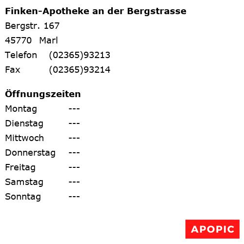 Bild von Finken-Apotheke an der Bergstrasse in Marl