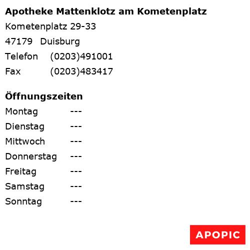 Bild von Apotheke Mattenklotz am Kometenplatz in Duisburg