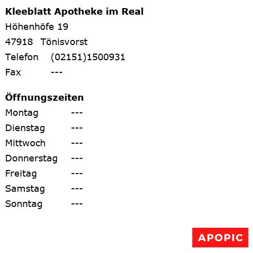 Bild von Kleeblatt Apotheke im Real in Tönisvorst