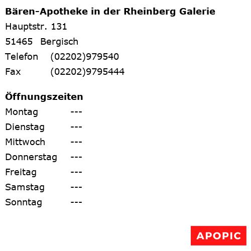 Bild von Bären-Apotheke in der Rheinberg Galerie in Bergisch