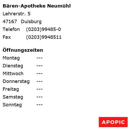 Bild von Bären-Apotheke Neumühl in Duisburg