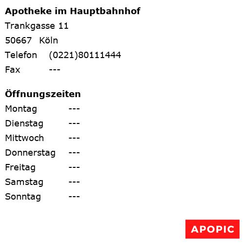 Bild von Apotheke im Hauptbahnhof in Köln