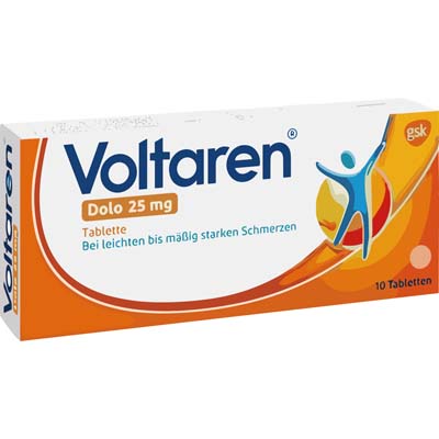 Bild von Voltaren Dolo 25 mg Verpackung 10 Stück