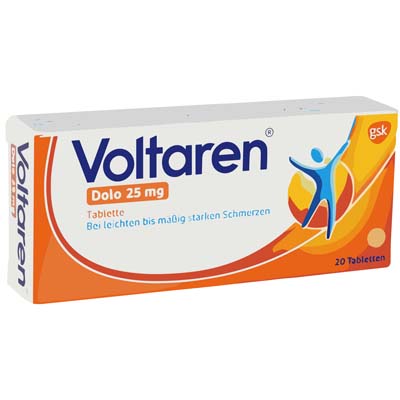 Bild von Voltaren Dolo 25 mg Verpackung 20 Stück