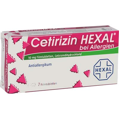 Bild von Cetirizin Hexal bei Allergien Verpackung 7 Stück
