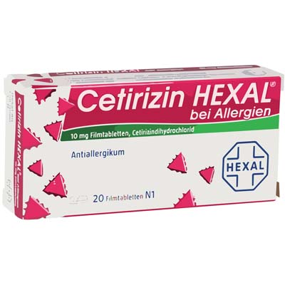 Bild von Cetirizin Hexal bei Allergien Verpackung 20 Stück