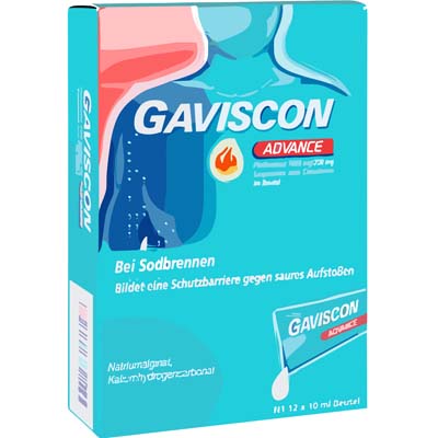 Bild von Gaviscon Advance Pfefferminz Verpackung 12x10 ml