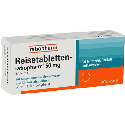 Bild von Reisetabletten ratiopharm Verpackung 20 Stück
