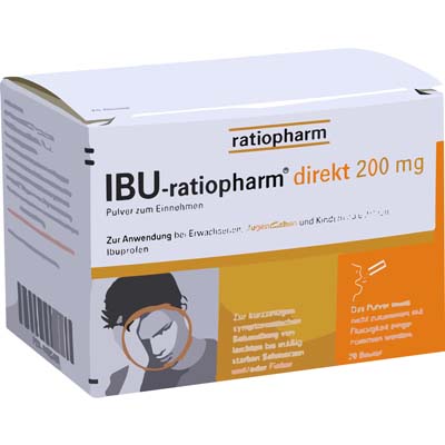 Bild von Ibu Ratiopharm direkt 200 mg Verpackung 20 Stück